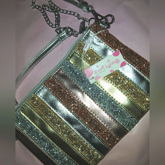 BARI LYNN NWT Glitter-Stripe Crossbody Clutch - Picture 2 of 9